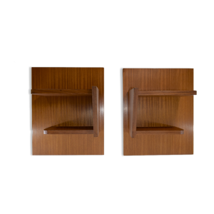 paire de chevets scandinave en teck suspendues 1960