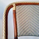 Vintage Gaty bar stools in two-tone rattan and caning.