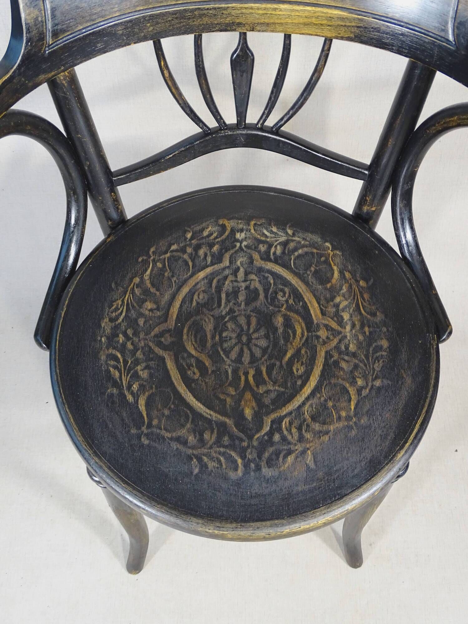 Office Armchair No. 6 E ZP by Fischel, 1910, Bistro type, wooden seat