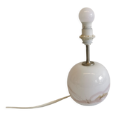 Table lamp in white opal glass, with pink details/decoration