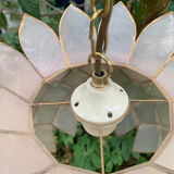 Chandelier, vintage mother-of-pearl lotus pendant 1980