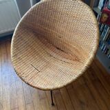 Rattan satellite armchair from the 1950s