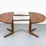 Danish Round Teak Dining Table with Extension from S Møbelfabrik, 1970s