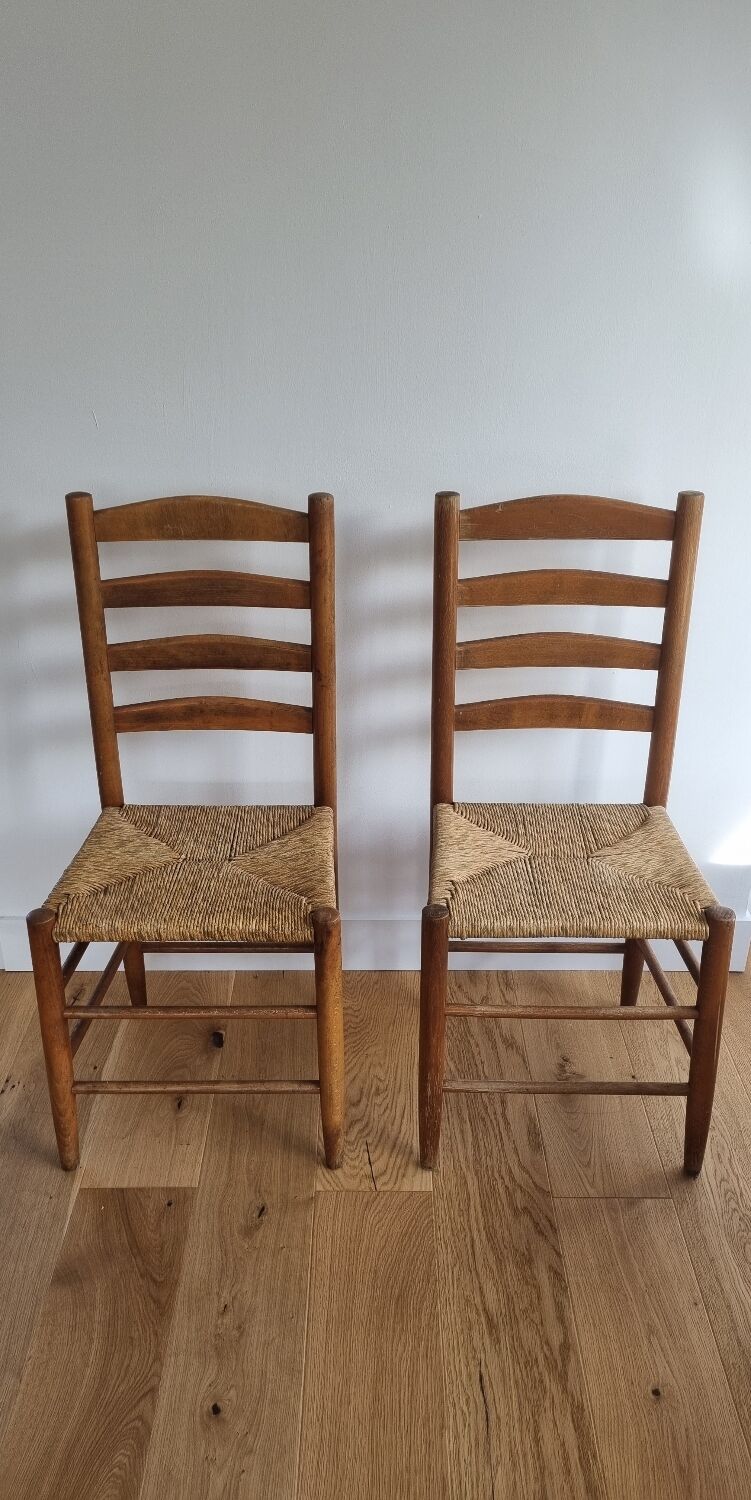 pair of vintage straw chairs