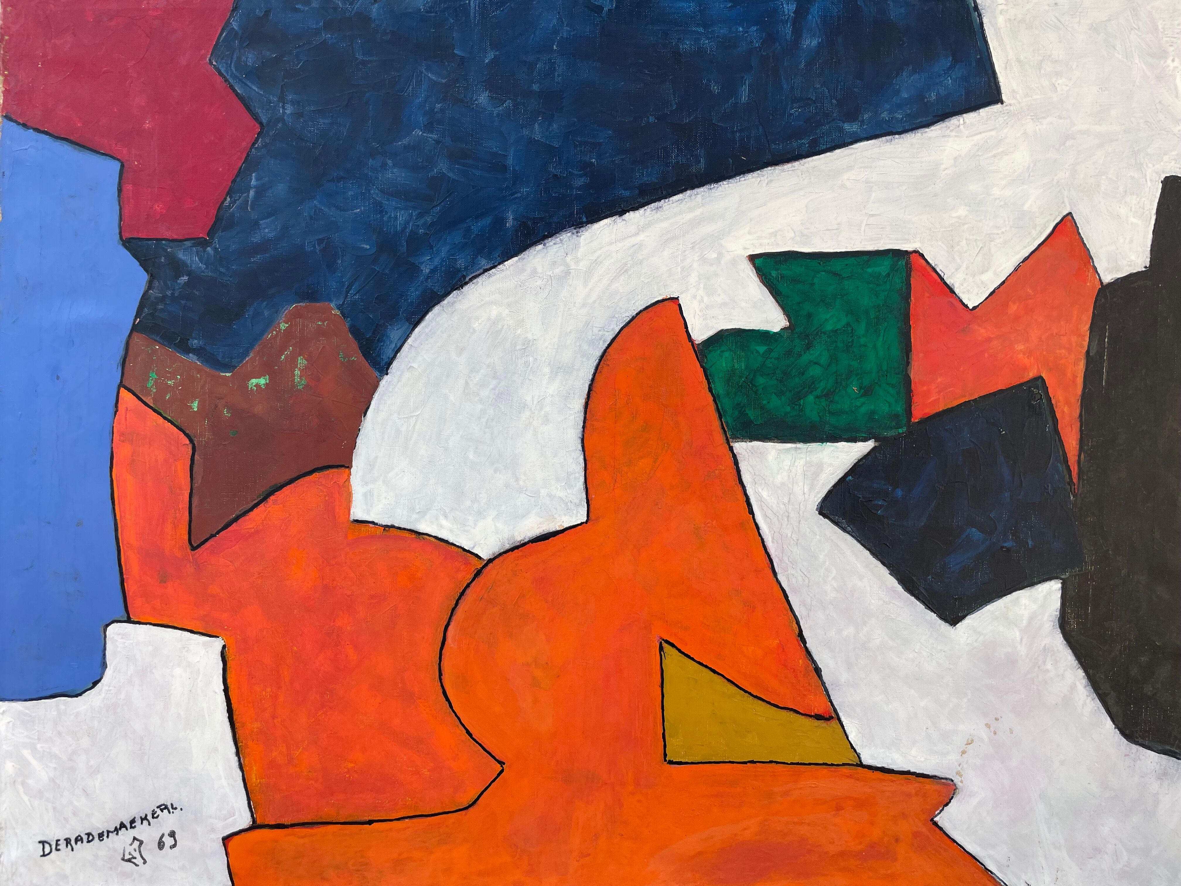 Tableau peinture composition abstraite géométrique, Poliakoff 1969