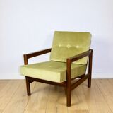 Wooden armchair designed by Z. Baczyk brown vintage olive - 3 pieces available