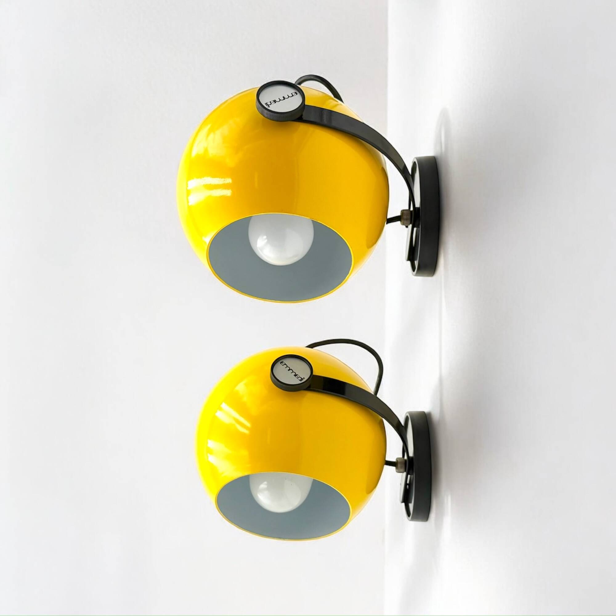 Pair of Yellow Wall Lamps by Emmedi, New Old Stock 1970s