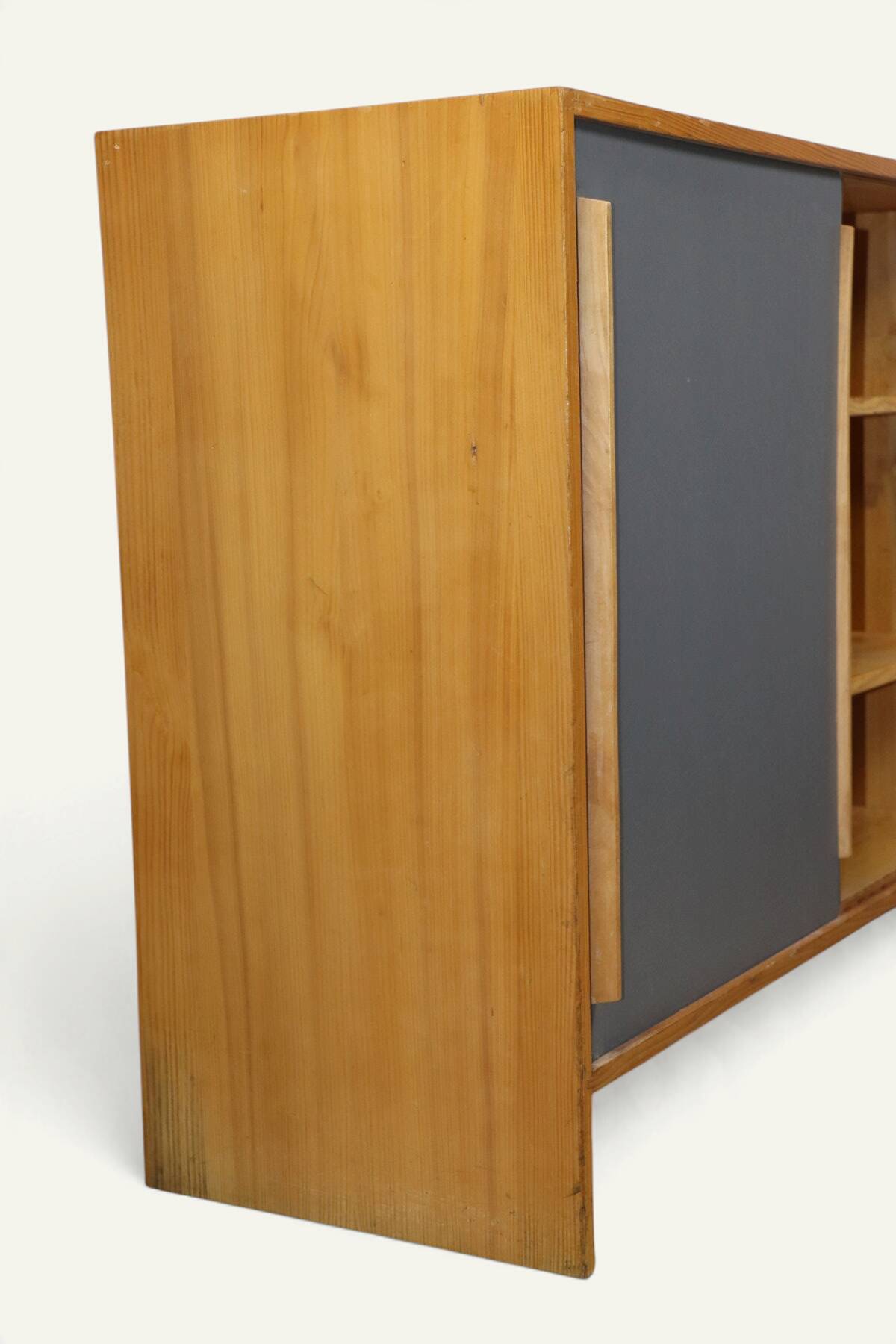 Vintage wooden sideboard with sliding doors – 1960s