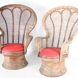 Pair of rattan armchairs