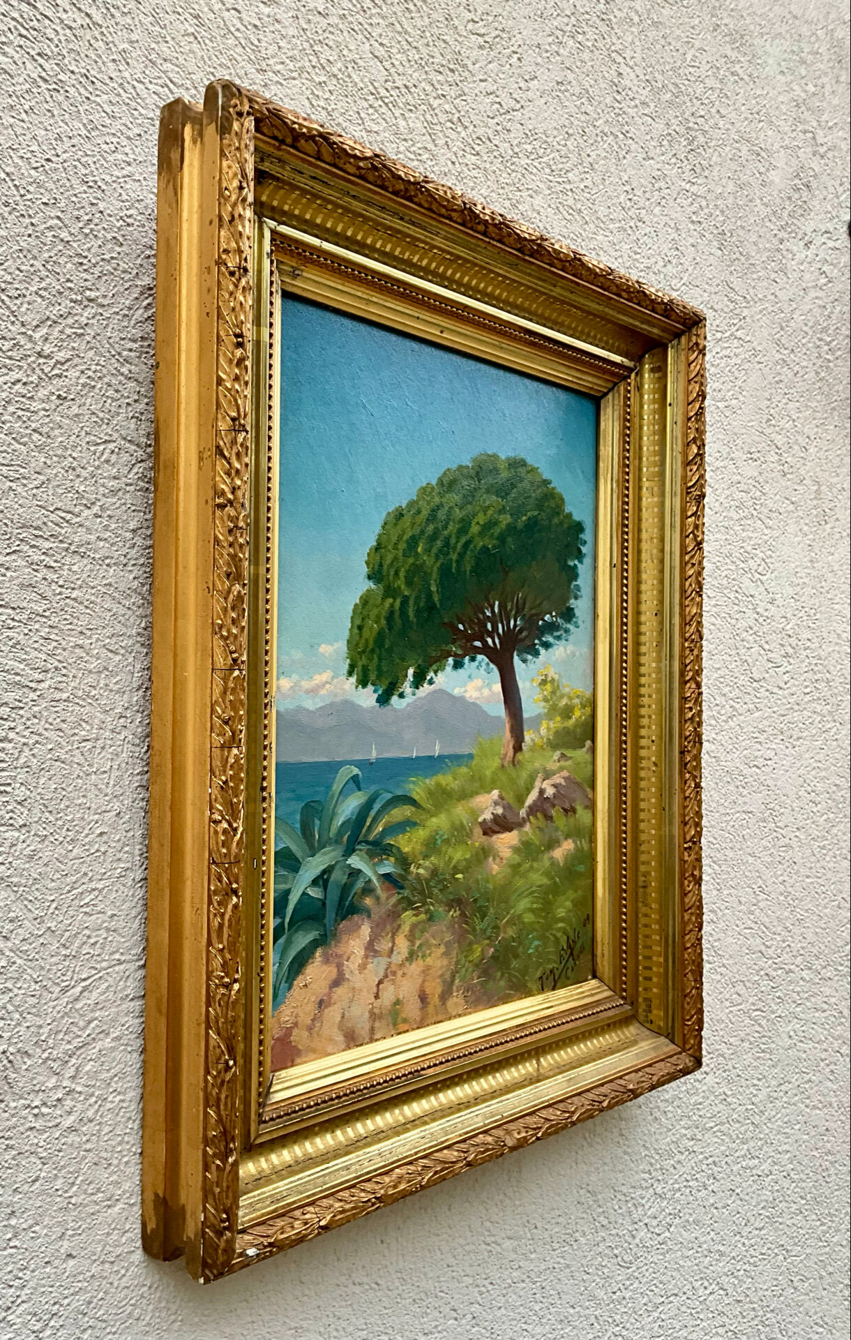 Oil on panel Cannes La Bocca 1909 signed Tom Evans