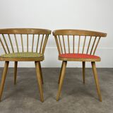 Pair of Baumann 740 office chairs, slatted models, 1960s