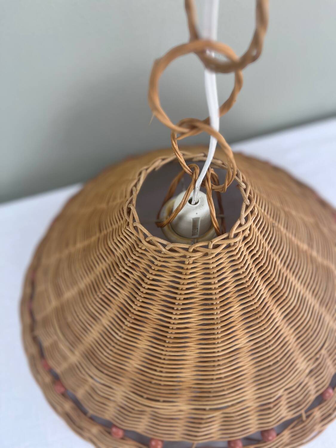 Vintage wicker pendant light