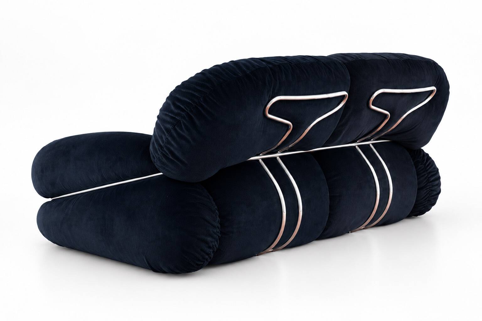 “Okay” 2-seater sofa by Adriano Piazzesi, Italy, 1970s – newly upholstered in black Prada velvet