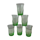 Lot de 6 verres à eau verts années 70