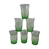 Set of 6 green water glasses 70s