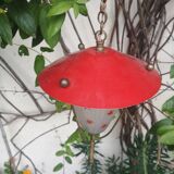 Luminaire suspension lustre  en laiton et verre a decor d etoile