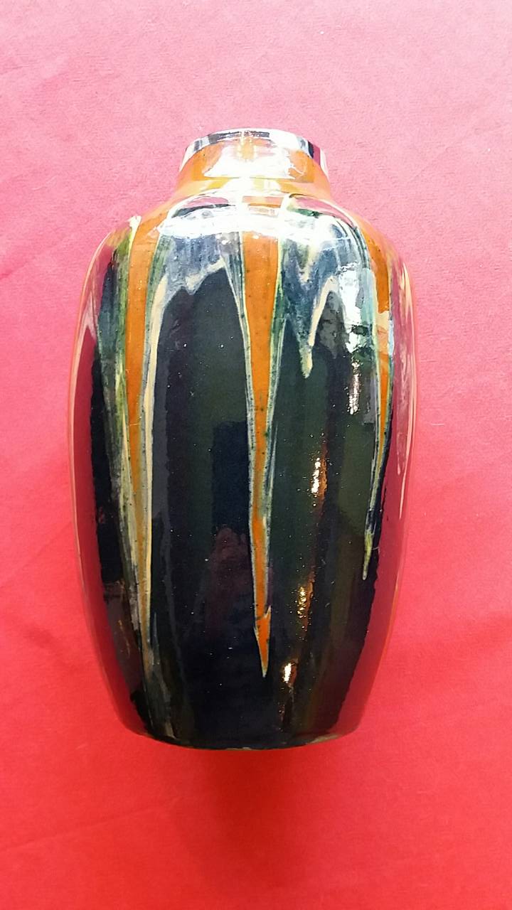 Savoyard pottery vase, signed and numbered