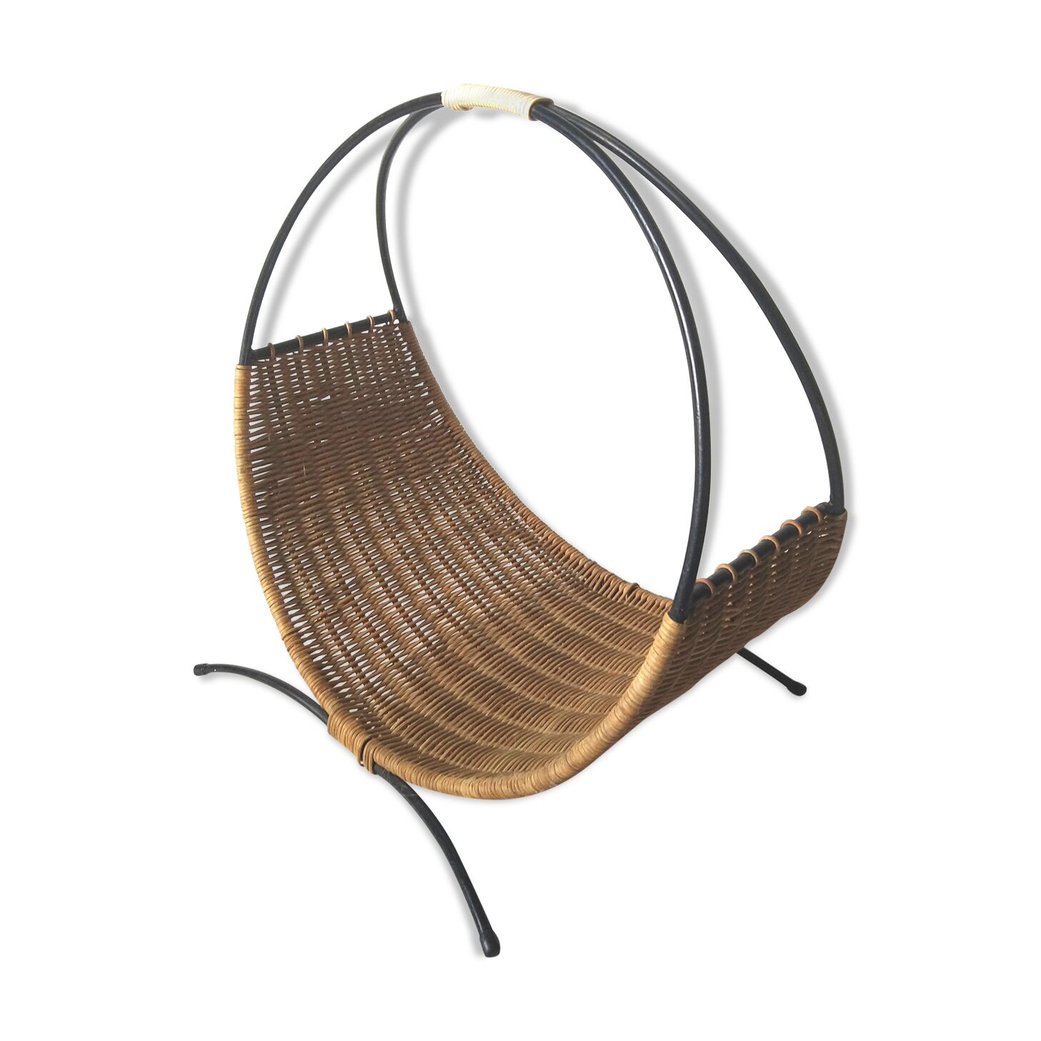 Rattan basket with logs
