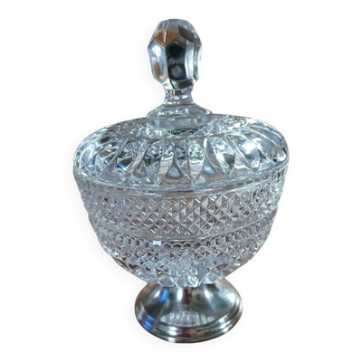 Sucrier ancien en verre + métal