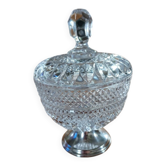Antique glass and metal sugar bowl