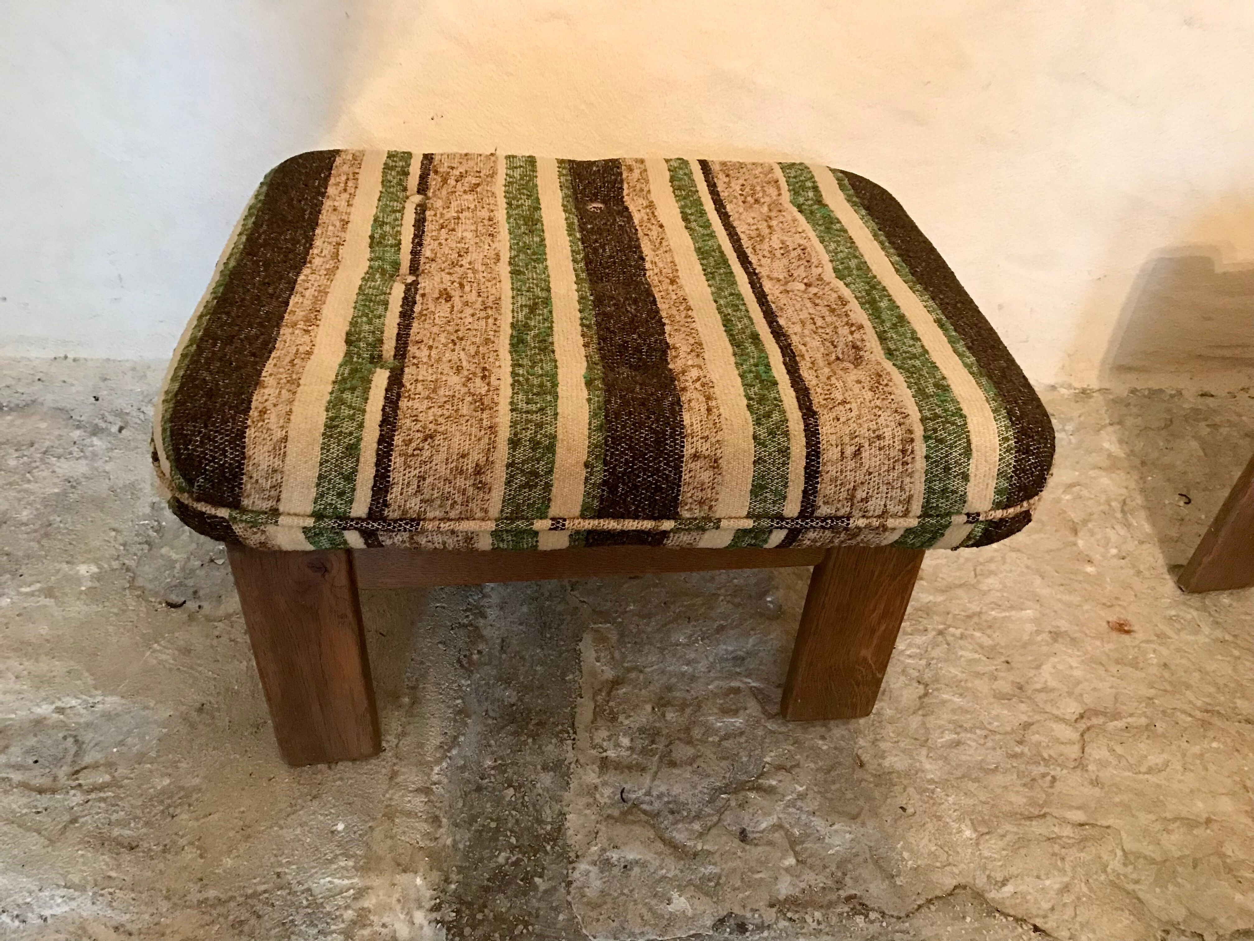 Armchair and vintage ottoman 1960-80 Sweden brutalism
