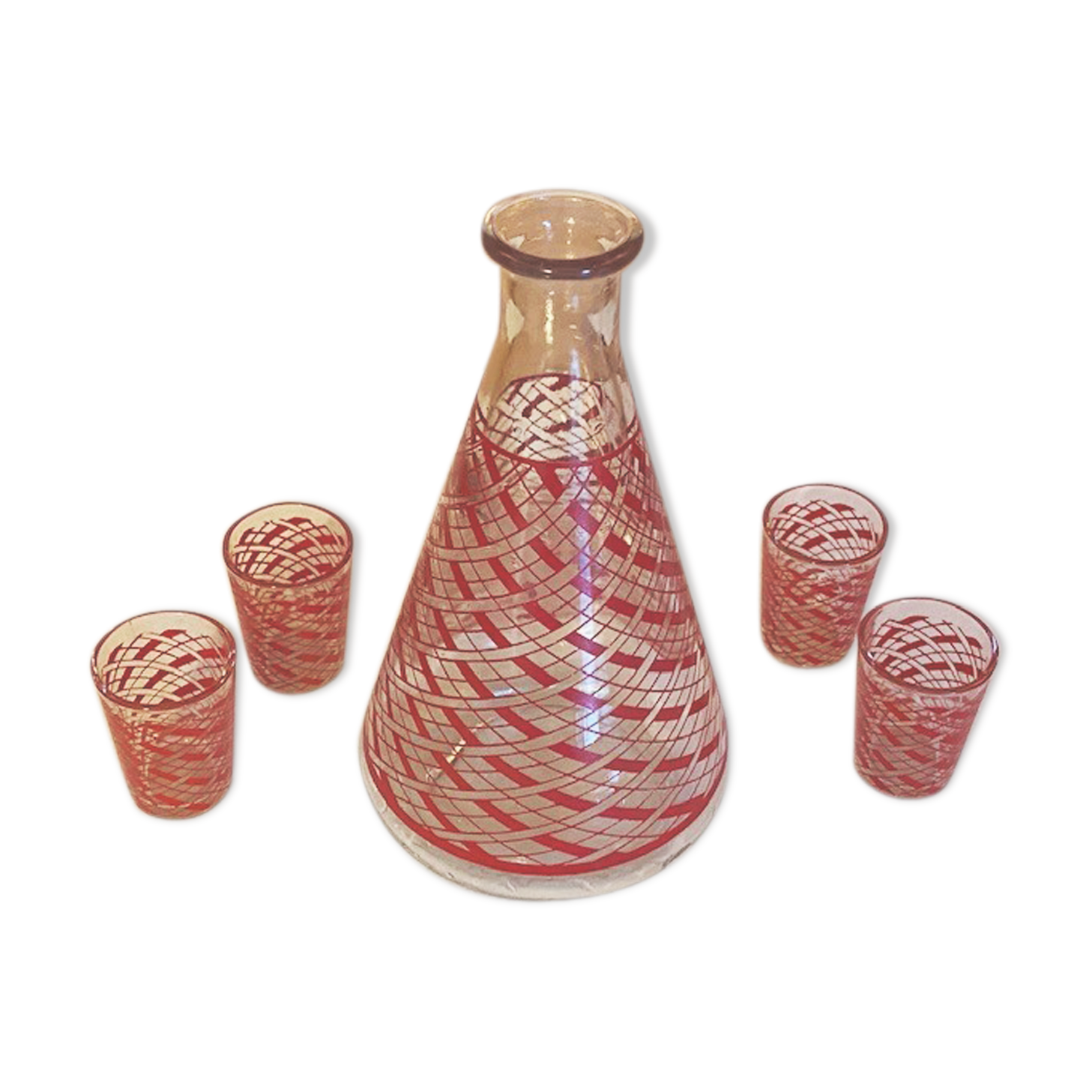 Carafe à liqueur et ses 4 verres vintage année 70