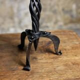 Pair of brutalist wrought iron candlesticks