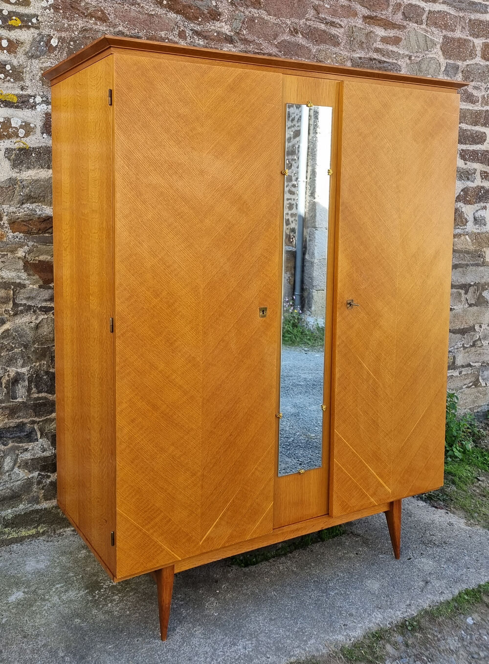 Wooden cabinet, wardrobe, shelves, vintage, 60s