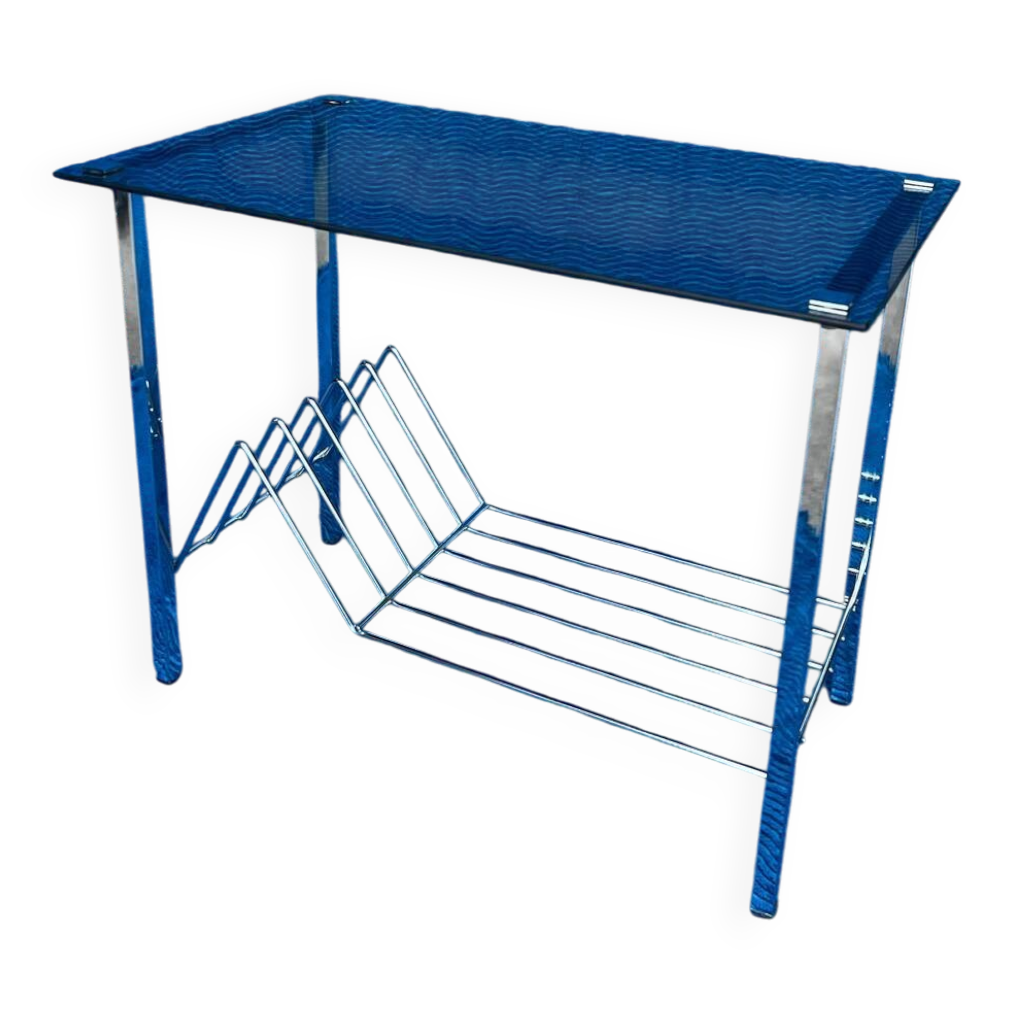 Vintage vinyl record/newspaper storage unit 1960-1970 chrome structure