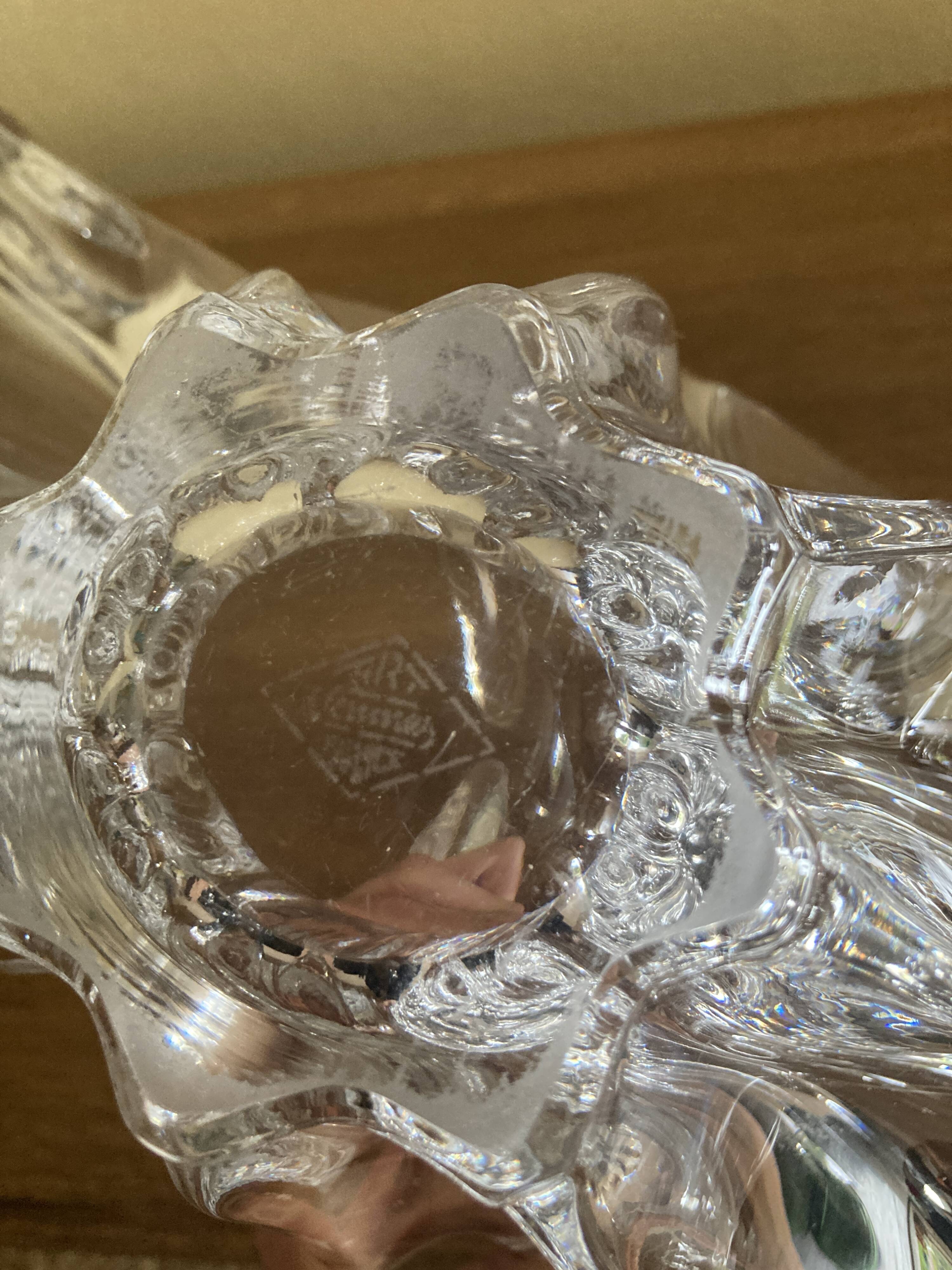 Vase / centrepiece in vintage sculptural crystal – organic star shape
