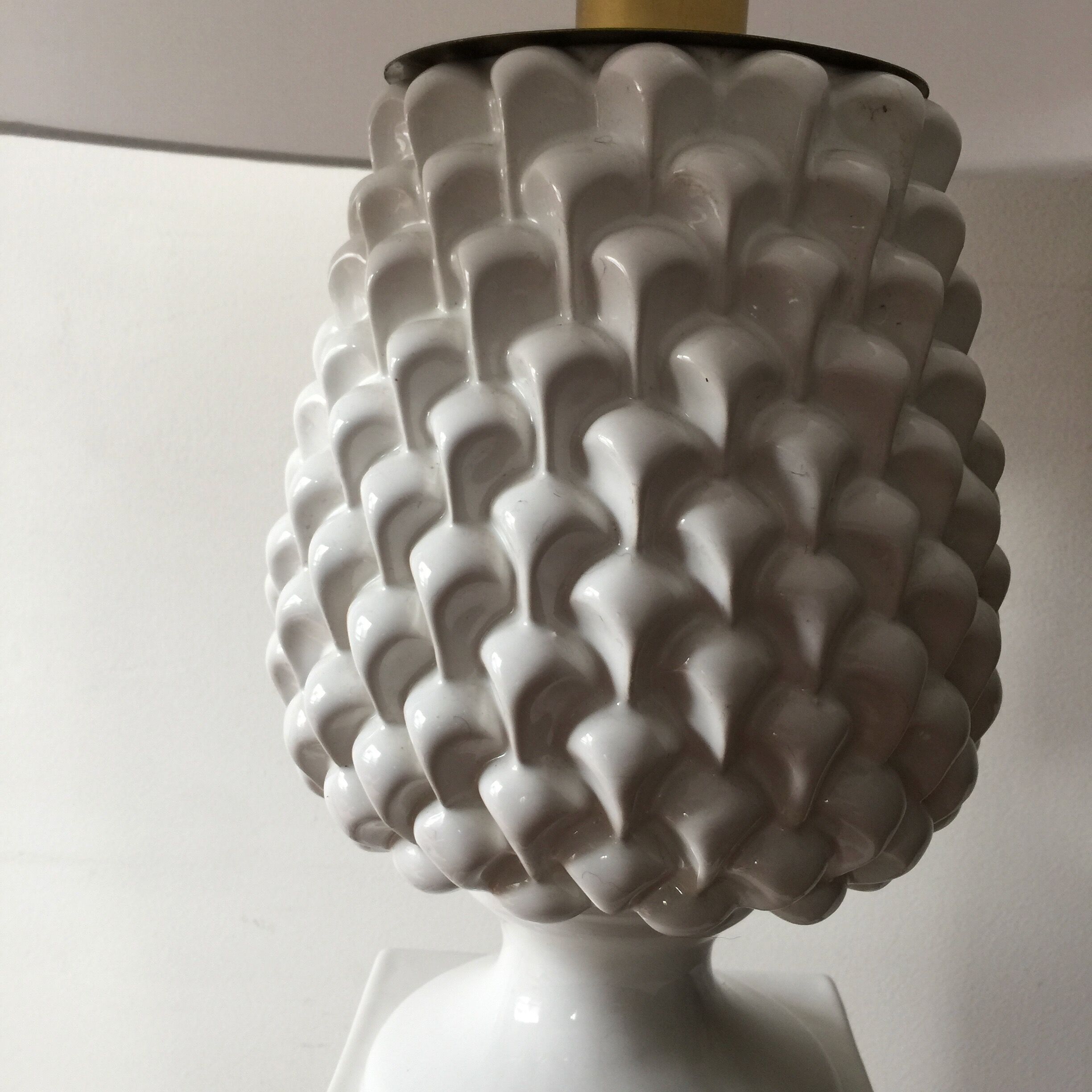 Pineapple white ceramic lamp, 1970