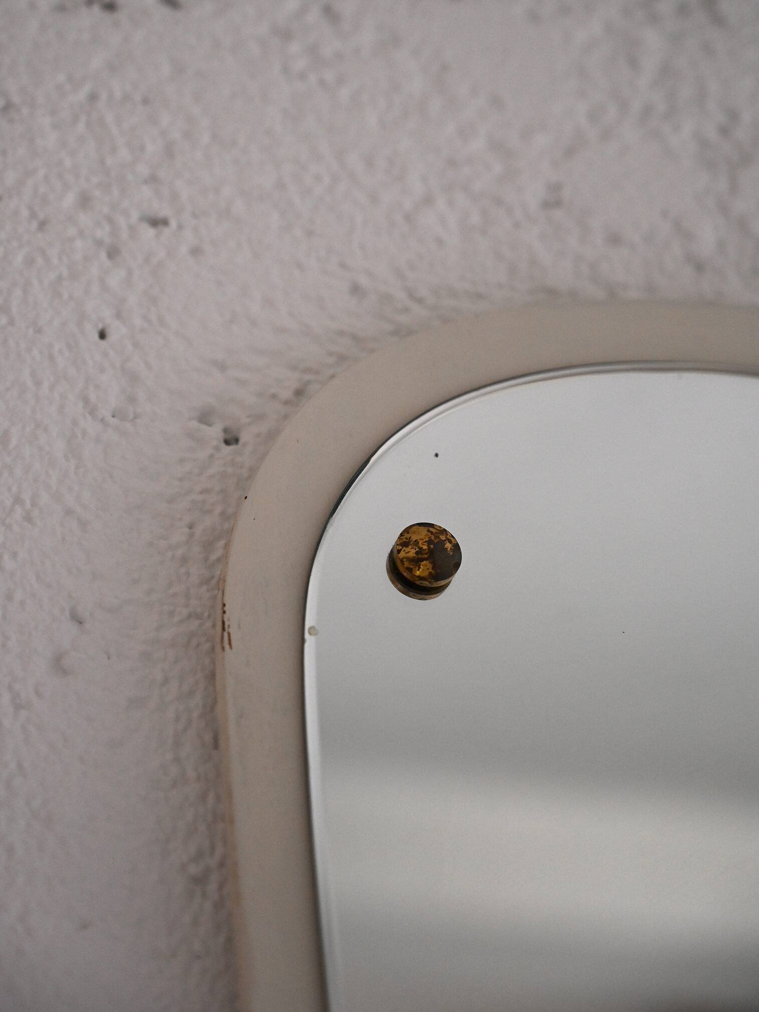 Decorative mirror with white painted wooden frame and gold details