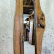 Vintage free-form mirror in solid wood.