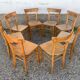 Set of 8 old light wood bistro chairs years 1957 stamps