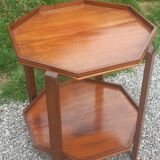 Art Deco folding side table in mahogany with double top marquetry.