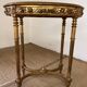 Wooden and marble pedestal table