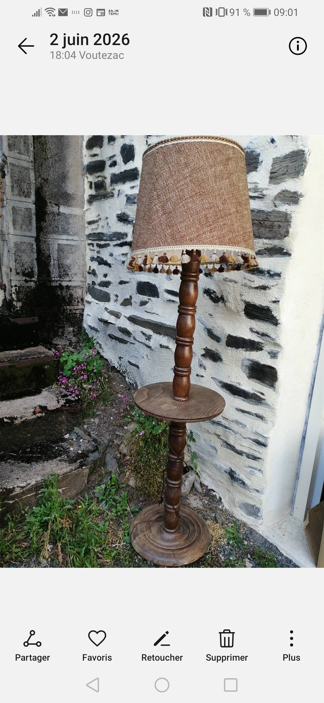 Lampadaire bois serviteur vintage