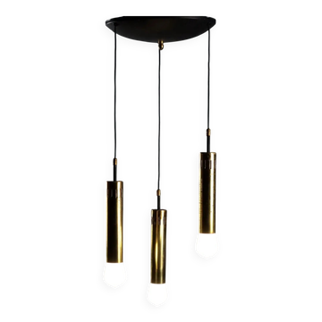 Suspension vintage en métal et laiton, design, Italie, années 1960
