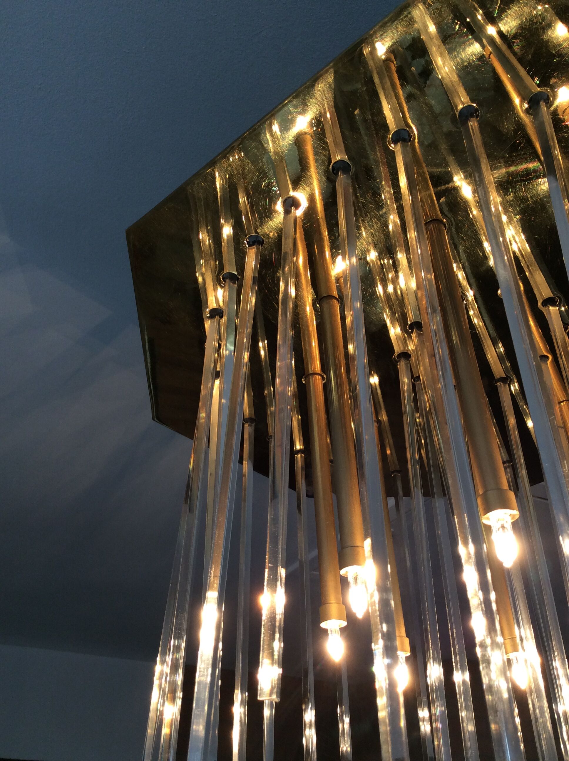 J.T Kalmar chandelier in brass and plexiglass of the 70s