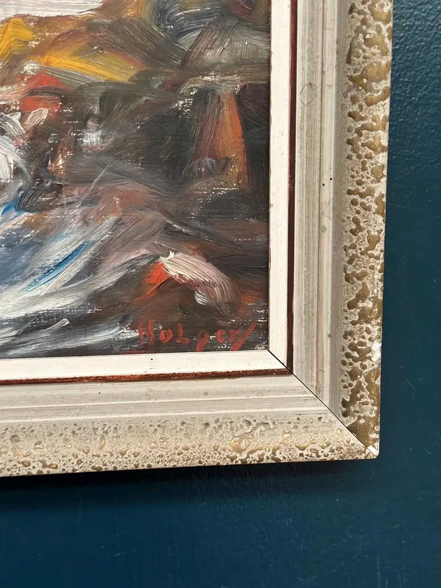 Oil on Canvas Original Swedish – 'Sea' by Holger Almquist – Signed – Vintage and Framed – 50 × 40 cm (19.7 in × 15.7 in)