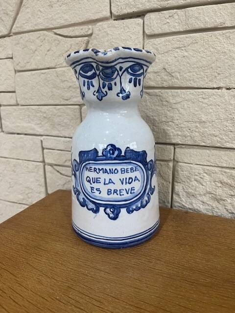 Glazed ceramic wine carafe. talavera sealed.