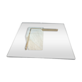 Italian travertine and glass coffee table from the 70s