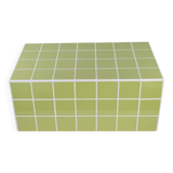 Glossy lime green ceramic tile coffee table Handmade in Paris