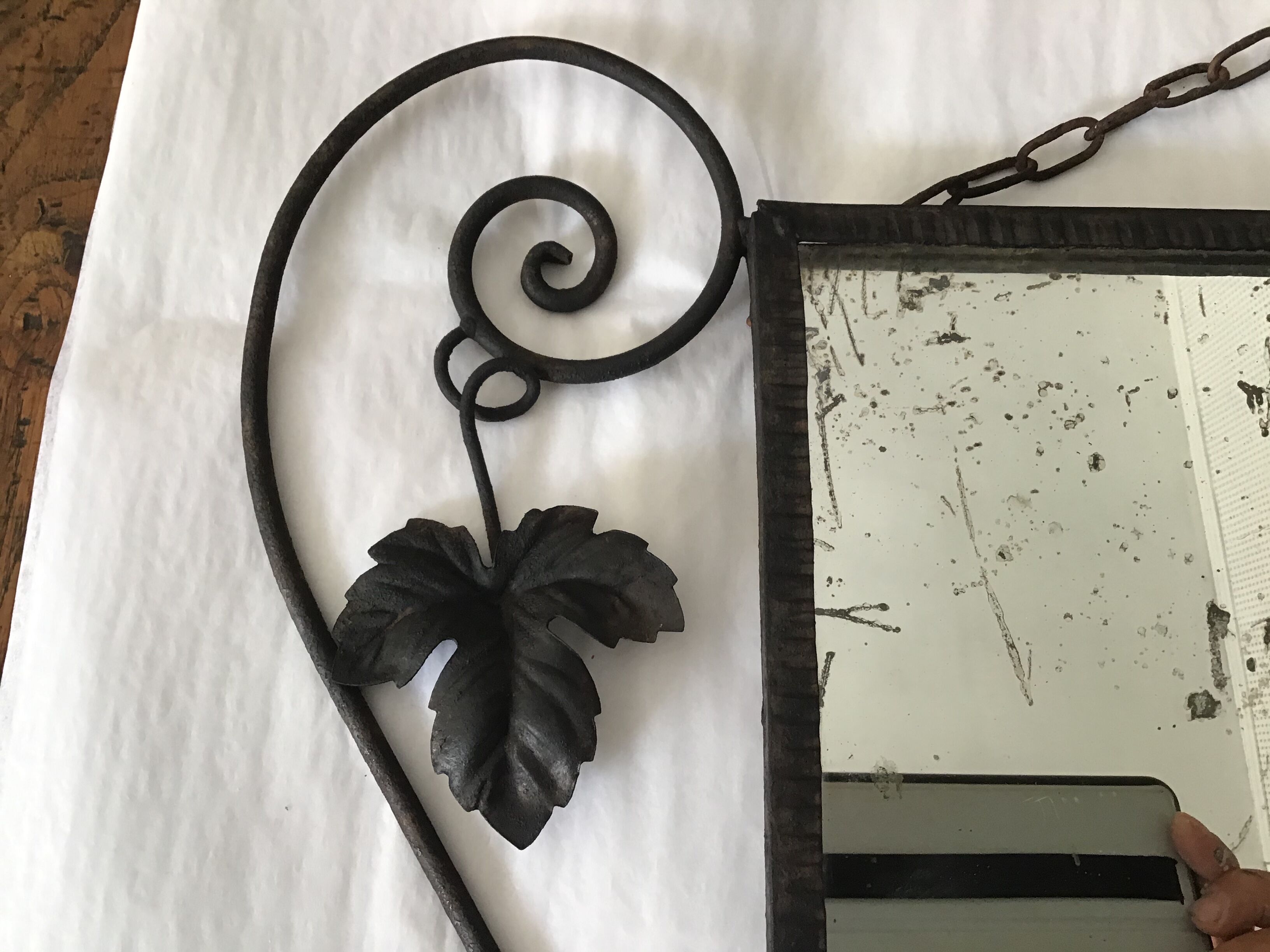 Art deco wrought iron mirror - 53x30cm