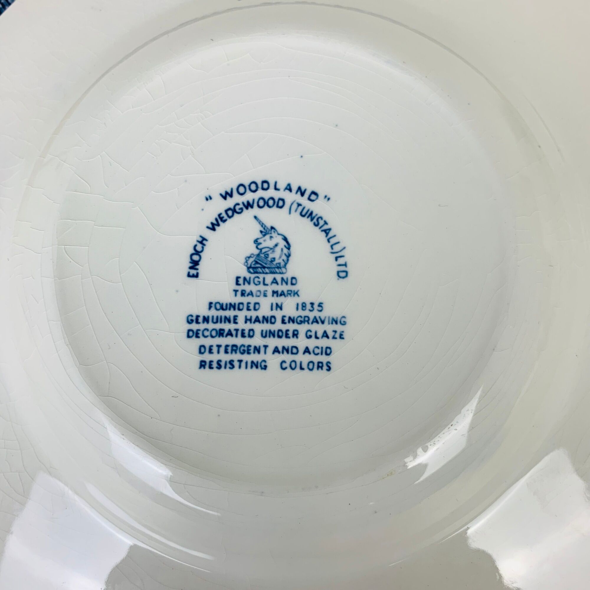 4 Woodland Wedgwood English blue hollow plates