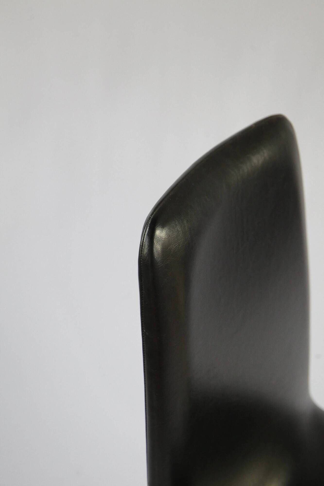 Pair of vintage swivel armchairs in black vinyl, 1970s