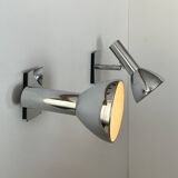 Pair of vintage adjustable wall lights, chrome-plated metal, France 1970