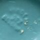 Ceramic pitcher glaze drop light blue, signed belgium