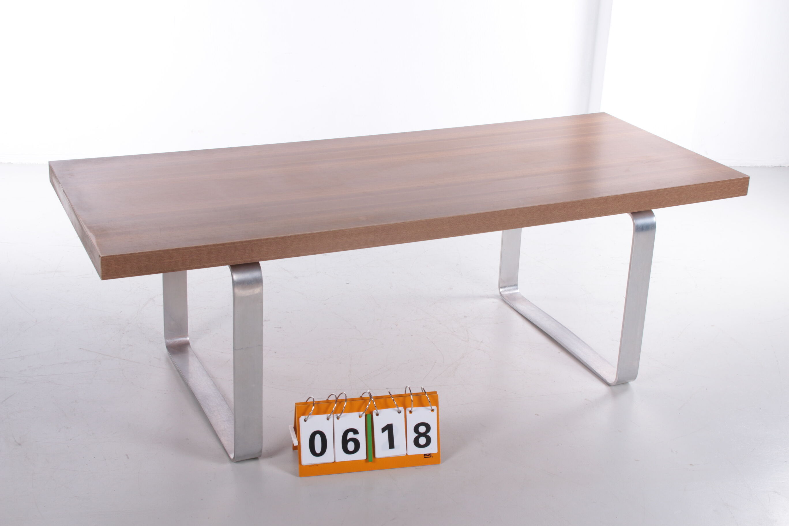 Retro Vintage Strakke Salontafel hout en chroom jaren 70