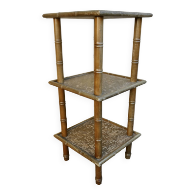 Etagère bambou et tressage de rotin